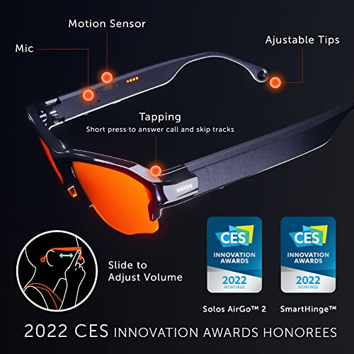 AirGo2 Argon 1 Smart Glasses for iPhone and Android, Audio Glasses with Bluetooth Connectivity (Argon 1-2, Black)