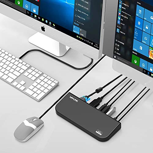 USB 3.0 and USB C Universal Laptop Docking Station Dual Monitor with HDMI & DVI/VGA with Gigabit Ethernet, 6 USB Ports, Audio for Laptop, Ultrabook and PCs, More Efficient Home Office