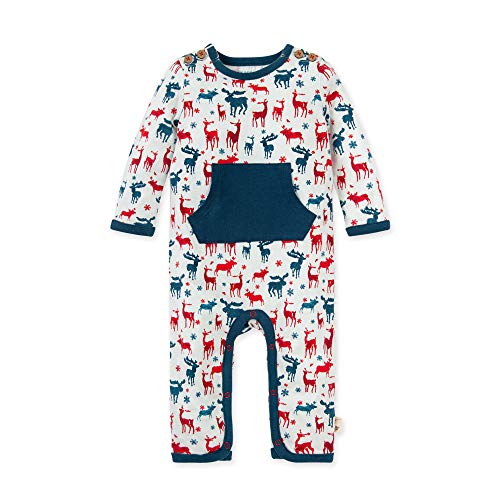 Burt s    Boy s Romper Jumpsuit, 100   Cotton One-Piece Coverall, Stags in Snow, 3-6 Months