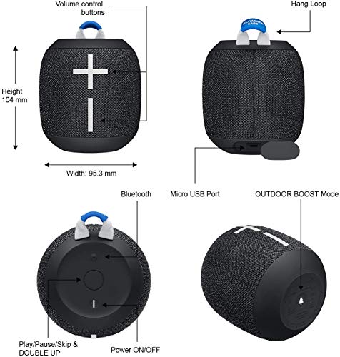 Ultimate Ears UE WONDERBOOM 2 Bluetooth Speaker - Wireless Boom Box Waterproof with Double-Up Connection (Non Retail Packaging) - (Deep Space)