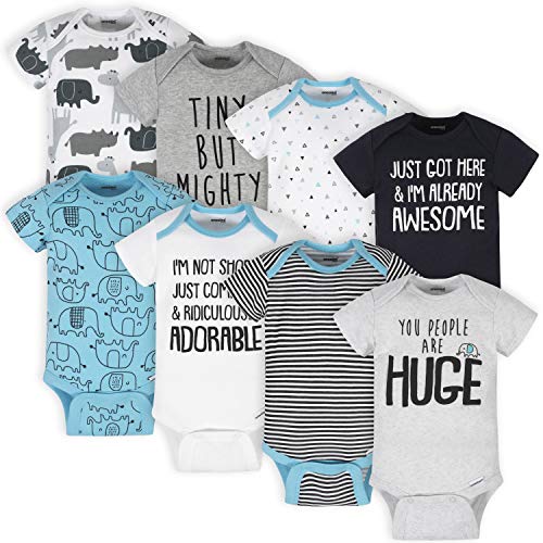 unisex baby 8-pack Bodysuits and Toddler T Shirt Set, White Elephant, 0-3 Months US