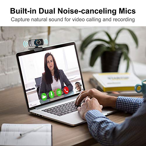 Webcam 1080P HD with Microphone: USB Webcam Plug and Play, for Streaming, Gaming, Run on Skype, YouTube, Zoom, Facetime, Team, OBS and Conferencing