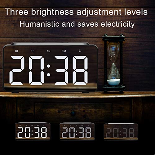 Bluetooth Speaker,Speaker Portable Bluetooth Wireless Music Speaker with LED Time Display Clock Alarm Loudspeaker,Wireless Alarm Clock Bass Sound Speaker (Black)