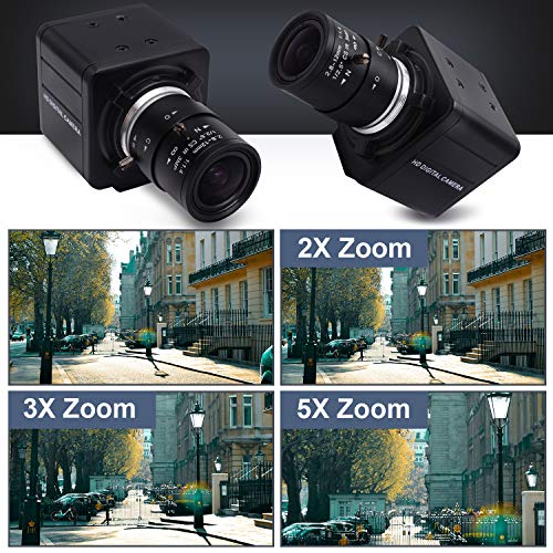 USB Camera with Zoom 2.8-12mm Varifocal Lens 8MP Manual Focus Mini USB Webcam 2448P High Definition USB with Camera Sony IMX179 Sensor Industrial Aluminum Shell Computer Camera for Tripod Mount