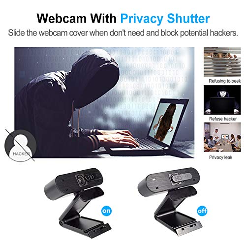 1080P Webcam with Microphone, Auto Focus Streaming Web Camera, USB Computer Camera for PC Mac Laptop Desktop Video Calling Conferencing Recording Gaming Online Classes
