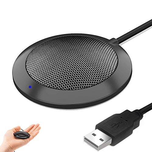 USB Computer Microphone, Portable Omnidirectional Condenser Boundary Laptop Conference Microphone for Recording, Video Meeting, Gaming, Skype, VoIP Calls with 36010ft Pickup Range