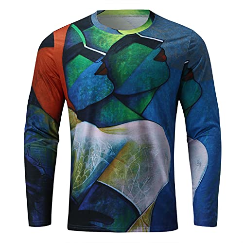 Men's 3D Digital Graffiti Print T-shirts Casual Long Sleeve Tops Casual Fall Round Neck Pullover Blouses Cool Weather Double-breast Trench Coat Polo Shirt Checked Cozy Jumper Sweaters