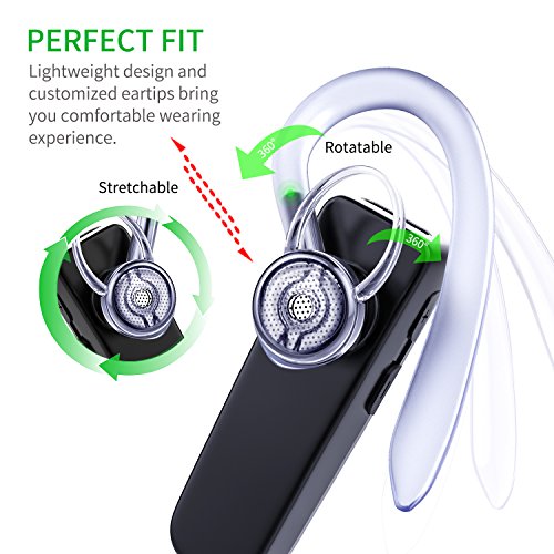 Bluetooth Headset, Wireless Business Earpiece V4.1 Lightweight Noisy Suppression Bluetooth Earphone with Microphone for Phone/Laptop/CarBlue+Case
