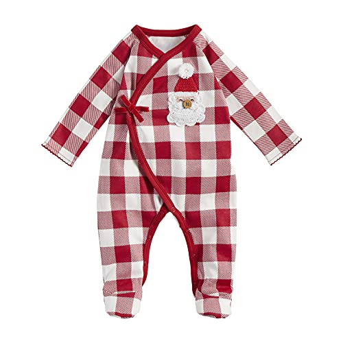 Baby Girls' Crochet Check Santa Sleeper, Red, 0-3 Months