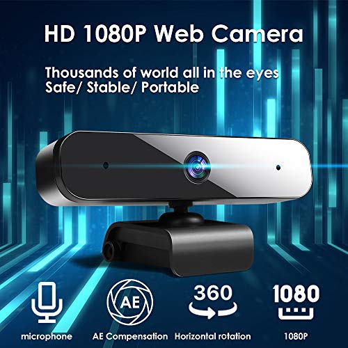 1080p Webcam with Dual Microphone, Full HD USB PC Computer Web Camera for Laptop Desktop MacBook, Plug and Play, 360 Adjustable for Video Conferencing | Calling | Recording | Gaming | Streaming