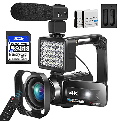 Video Camera Camcorder 4K 56MP Vlogging Camera with IR Night Vision 16X Digital Zoom, Microphone 2.4G Remote Control