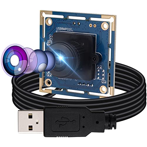 8mp USB Camera Module Fisheye Webcam Board Module,2448p USB Web Cam Module with IMX179 Image Sensor,Computer Desktop Compact Mini Webcamera Module for Windows,Linux,Mac,Raspberry Pi