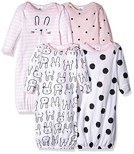 Baby 4-Pack Gown, Pink Bunny, Preemie