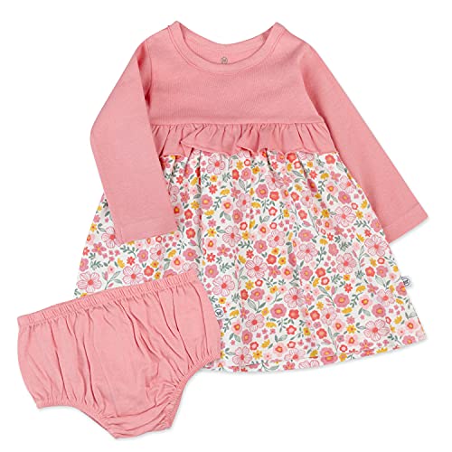 Baby Girls'  Cotton Long Sleeve Party Dress, Fall Floral Pink Blush, 3-6 Months
