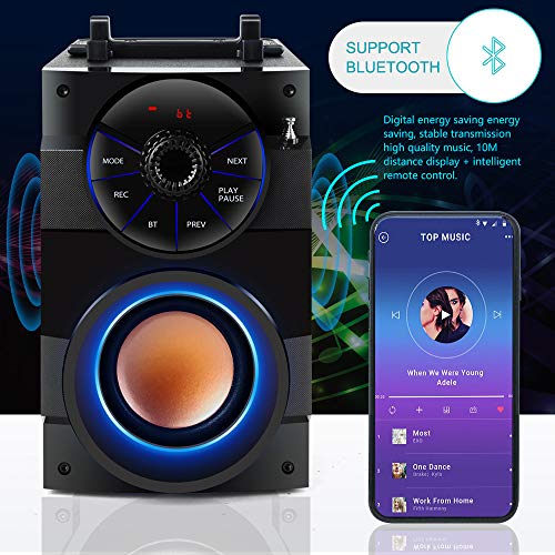 Bluetooth Speakers, Portable Wireless Speaker with Subwoofer Heavy Bass, 2 Loud Speaker, LED Lights, FM Radio, Remote Control, MP3 Player Powerful Speaker Suitable for Travel, Indoor and Outdoor