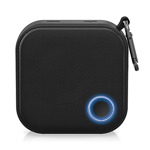 Big Blue Go Compact Wireless Bluetooth Speaker, Dustproof, IPX7 Water Resistant, Indoor/Outdoor, Deep Bass, 10HR Play-Time, Touch-and-Link, Portable Carabiner Clip, Built-in Mic