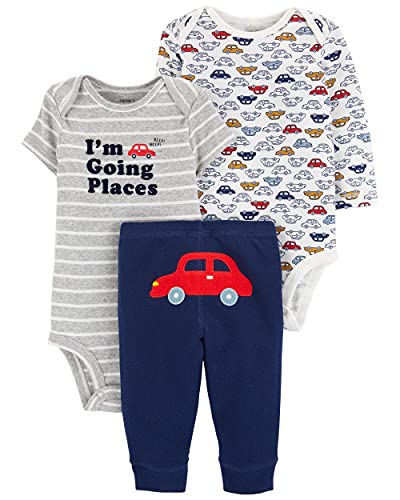 Carter s Baby Boy s 3-Piece Bodysuits and Pants Set  , Beep Beep Grey