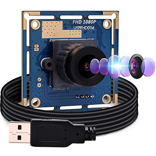 100fps USB Camera Module 1080p Webcam,2MP FHD CMOS OV2710 Web Cam Module High Speed Webcamera,High fps 30fps 60fps 2.1mm Lens Embedded Camera Board Module Support IR Cut for Windows,Mac,Raspberry Pi