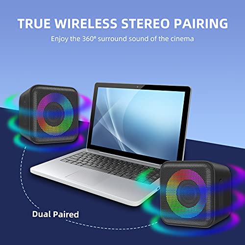 Portable Bluetooth Speaker, Wireless Bluetooth 5.1 Speaker LED Lights, IPX7 Waterproof Speaker with TWS Stereo Pairing, Built-in Mic SD Card, 24H Playtime Perfect for Travel Beach Outdoor