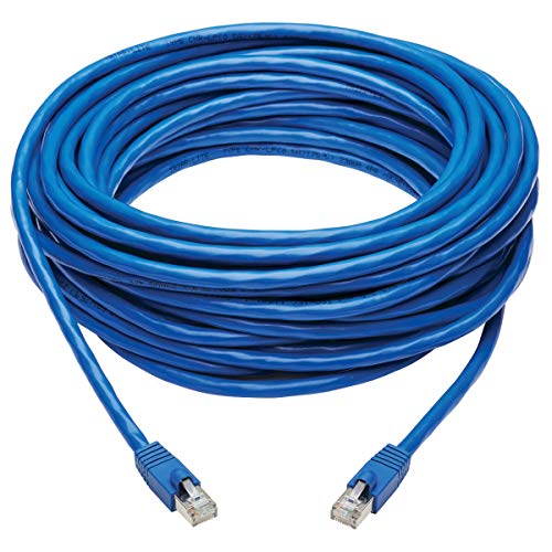 Cat6a 10G Ethernet Cable, PoE, CMR-LP, Snagless F/UTP Network Patch Cable (RJ45 M/M), Blue, 50 ft. (N261P-050-BL)