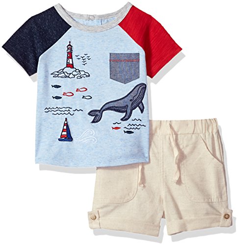Baby Boys Nautical 2 Pc Short Sleeve Playwear Set   Shorts, Blue, 0-6 Months