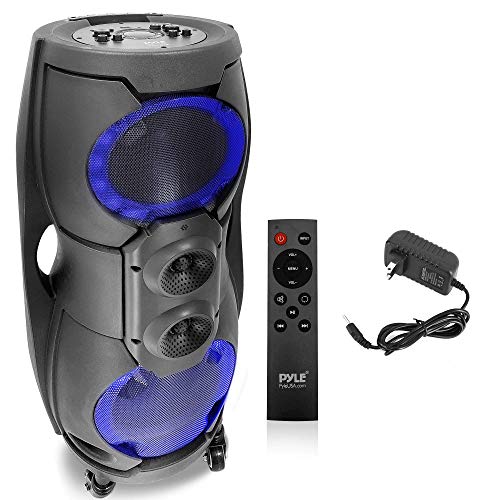 Portable Bluetooth PA Speaker System - 1000W Outdoor Bluetooth Speaker Portable PA System w/TWS, Recorder, Microphone in, Party Lights, USB SD Card Reader, FM Radio, Rolling Wheels - PPHP82LB