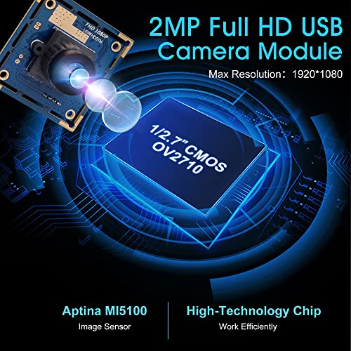100fps USB Camera Module 1080p Webcam,2MP FHD CMOS OV2710 Web Cam Module High Speed Webcamera,High fps 30fps 60fps 2.1mm Lens Embedded Camera Board Module Support IR Cut for Windows,Mac,Raspberry Pi