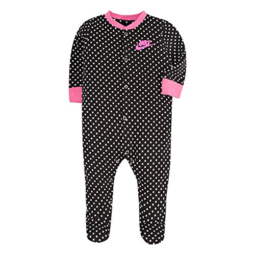 Baby Graphic Footed Coverall, Black/Pink Dot, 6M