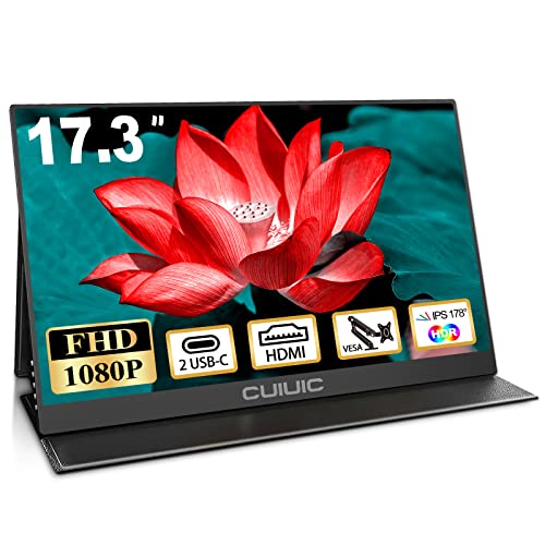 Portable Monitor for Laptop17.3,HDMI/2USB-C /FHD1080P/100% sRGB /60Hz/IPS HDR Travel Monitor with Smart Case/VESA, External Monitor for Laptop/MacBook Pro,Portable Gaming Monitor for Xbox/PS4/PS5