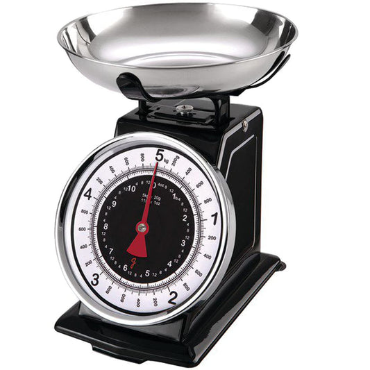 080211-003-0000 Retro Mechanical Kitchen Scale, Silver/Black