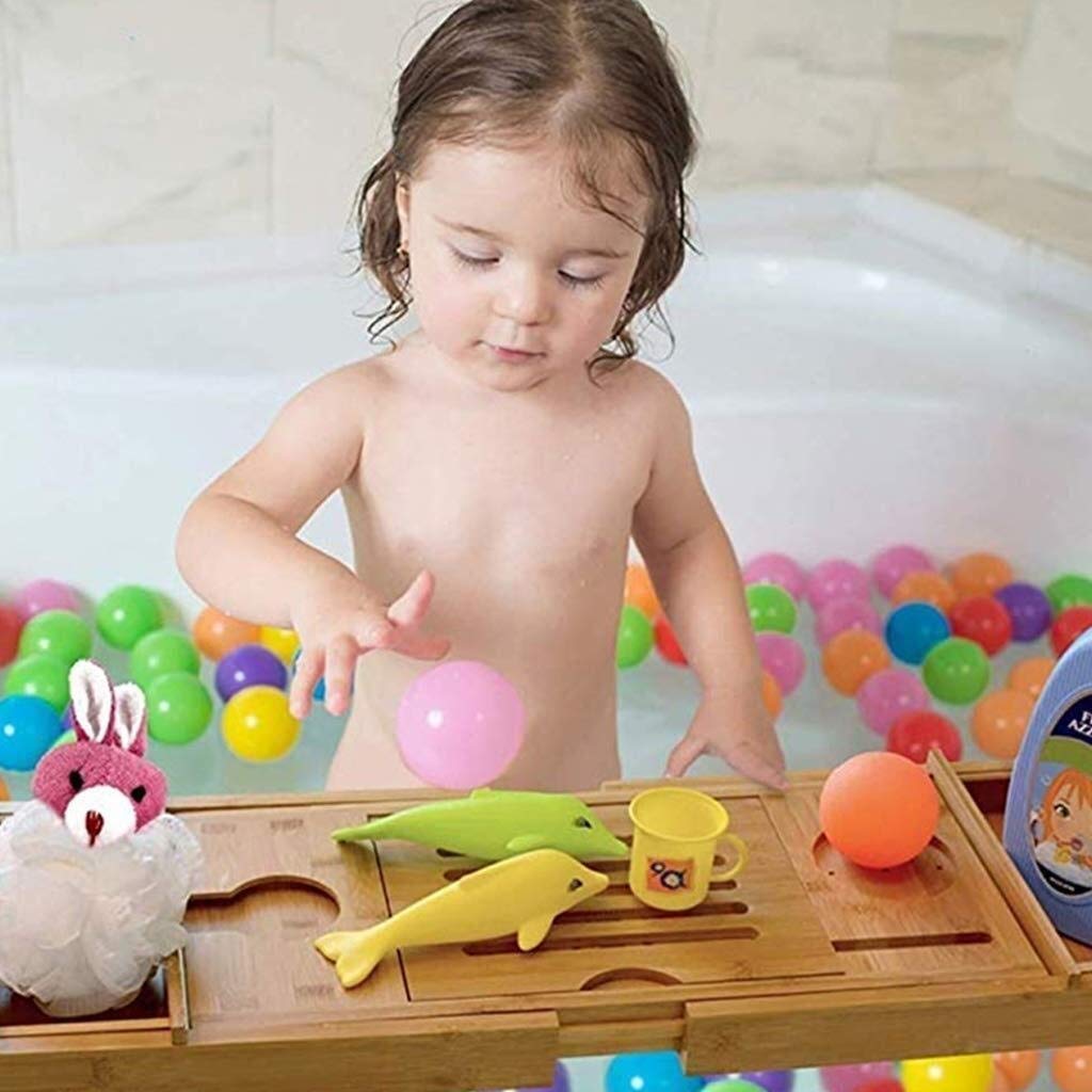 Bathtub Rack with Feet Bamboo Telescopic Non- Waterproof Bath Cell Phone Rack Wine Rack Multi Functional Tray Rack Tray with Book and Wine Holder Bath Bathroom Organizer Bed Tray