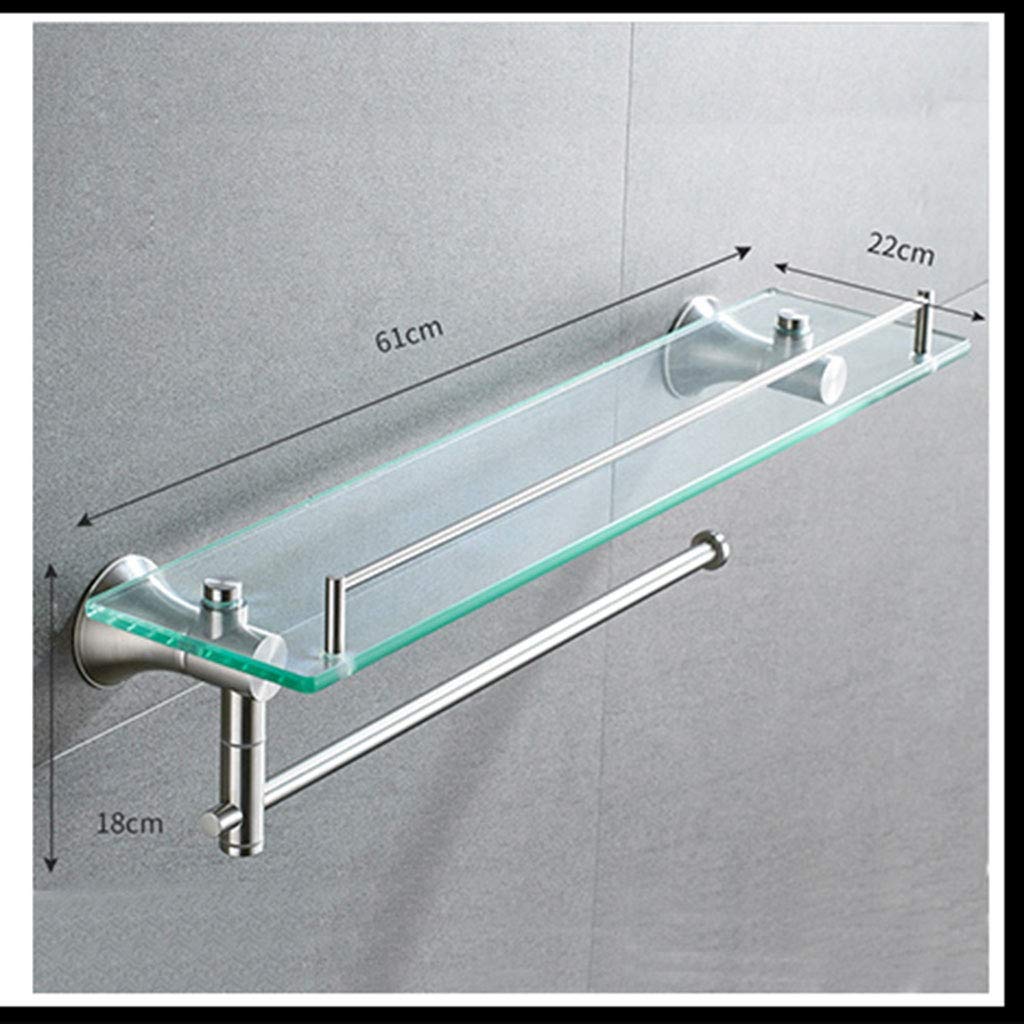 Bathroom Shelf Kitchen Shelf lixin 304 Stainless Steel Rack Bathroom Tempered Gl 2 Layers Color Silver, Size 61 22cm) Color Silver, Size 61 22cm)
