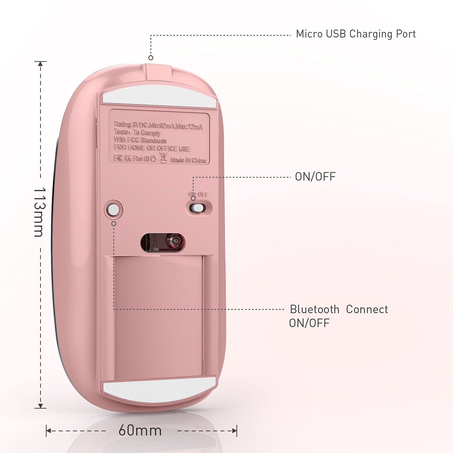 Bluetooth Mouse Wireless Bluetooth Mouse for iPad pro iPad Air Mac MacBook Pro MacBook Air Laptop Chromebook Windows HP DELL PC