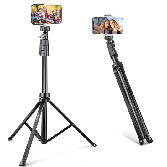 67'' Phone Tripod Stand & Selfie Stick Tripod, All in One Professional Cell Phone Tripod, Cellphone Tripod with Wireless Remote and Phone Holder, Compatible with All Phones/Cameras