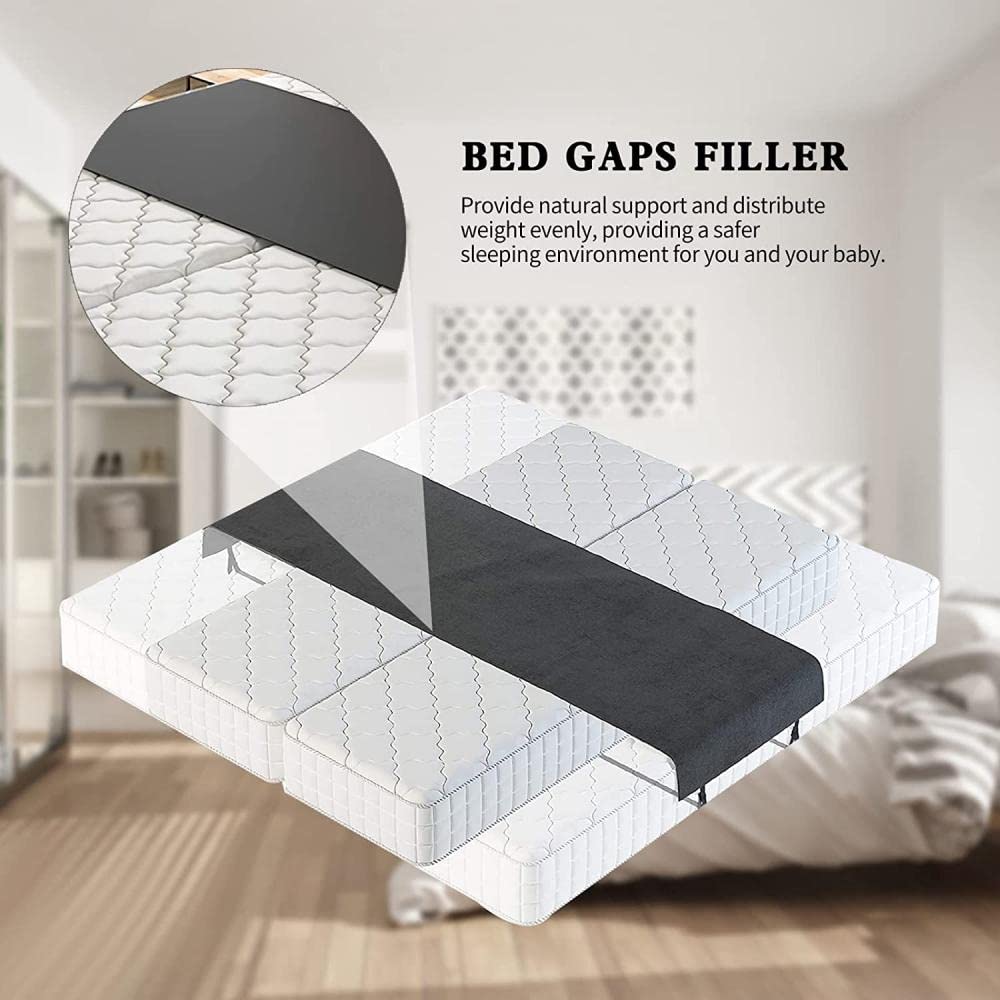 Home Bed Bridge, Twin to King Mattress Connector Converter Kit with Split King Bed Ga-p Filler Mattress Connector Adjustable Strap with Anti Dual Loop Design to Create King and Queen Black)