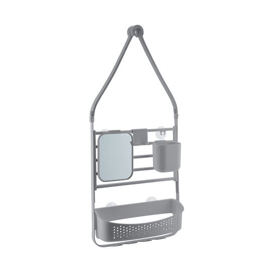 Bathroom Storage Organizer, Head, in Grey Deluxe Flex Adjustable Shower Caddy, 12.6" x 3.9" x 28"