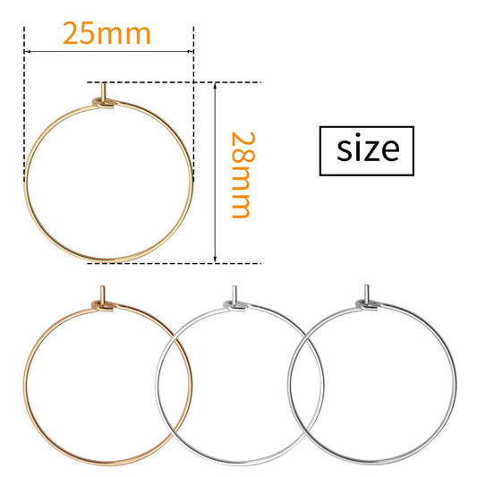 200pcs 25mm Wine Glass Charm Rings for Jewelry and Party Decoration