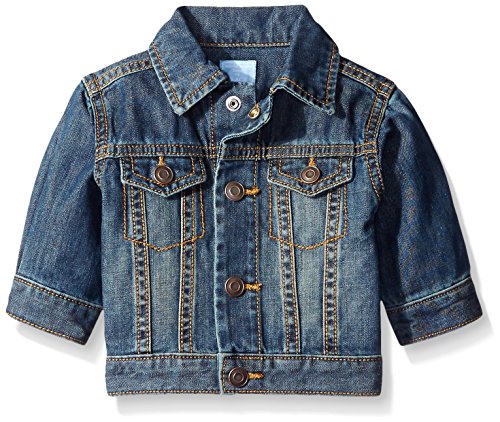 The Children s  Baby Toddler Boys Denim Jackets, Dark WEAR WASH Blue, 0-3 Months