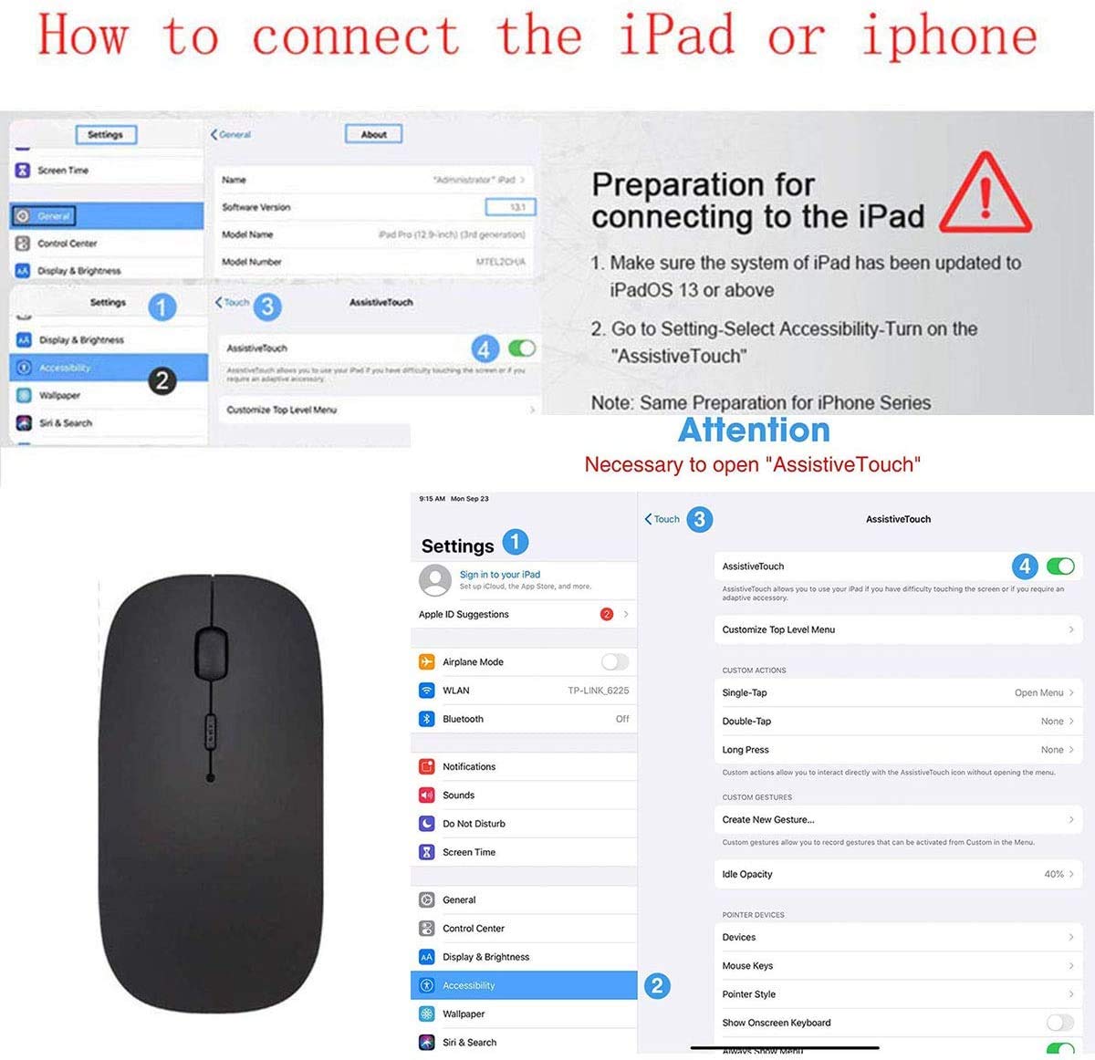 Bluetooth Mouse,Rechargeable Wireless Mouse for MacBook Pro/MacBook Air,Bluetooth Wireless Mouse for Laptop/PC/Mac/iPad pro/Computer