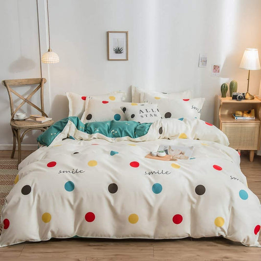K aii Comforter Cover Set, Color Dots Bedding Set for Kids Girls K aii Room Decor, Music Notes Print Decor Cute Cartoon Duvet Cover, Soft Microfiber Reversible Bedding Comforter, Full Size
