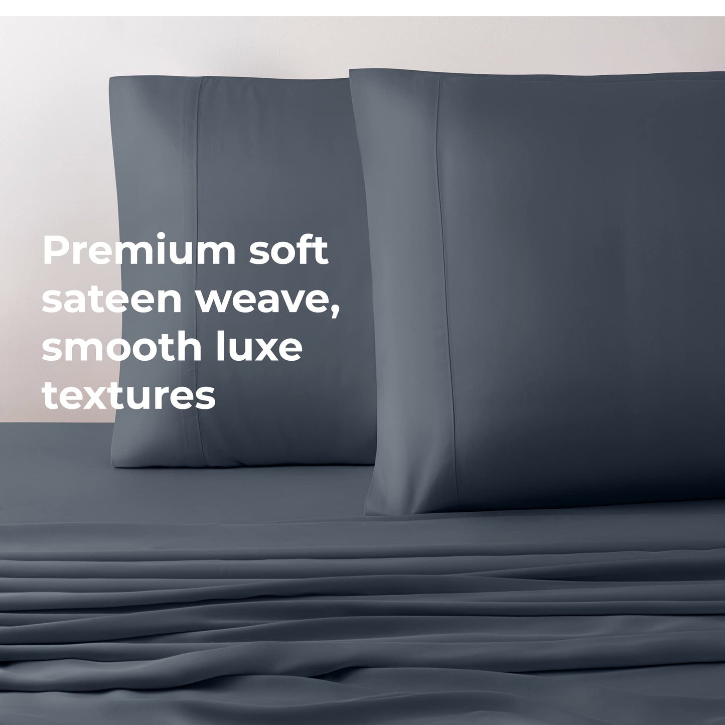 Resort Bamboo-Viscose 4-Piece Bed Sheet Set Cooling, Odor-Resistant, Hypoaller ic, Soft and Durable Flat and Fitted Sheets and Two Pillowcases Queen Blue Lagoon