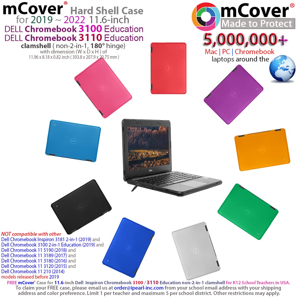 Case Compatible for 2019~2022 11.6" Dell Chromebook 3100 / 3110 Education Clamshell (180 Hinge) Laptop ONLY (NOT Fitting Any Other Dell Models ) - Clear