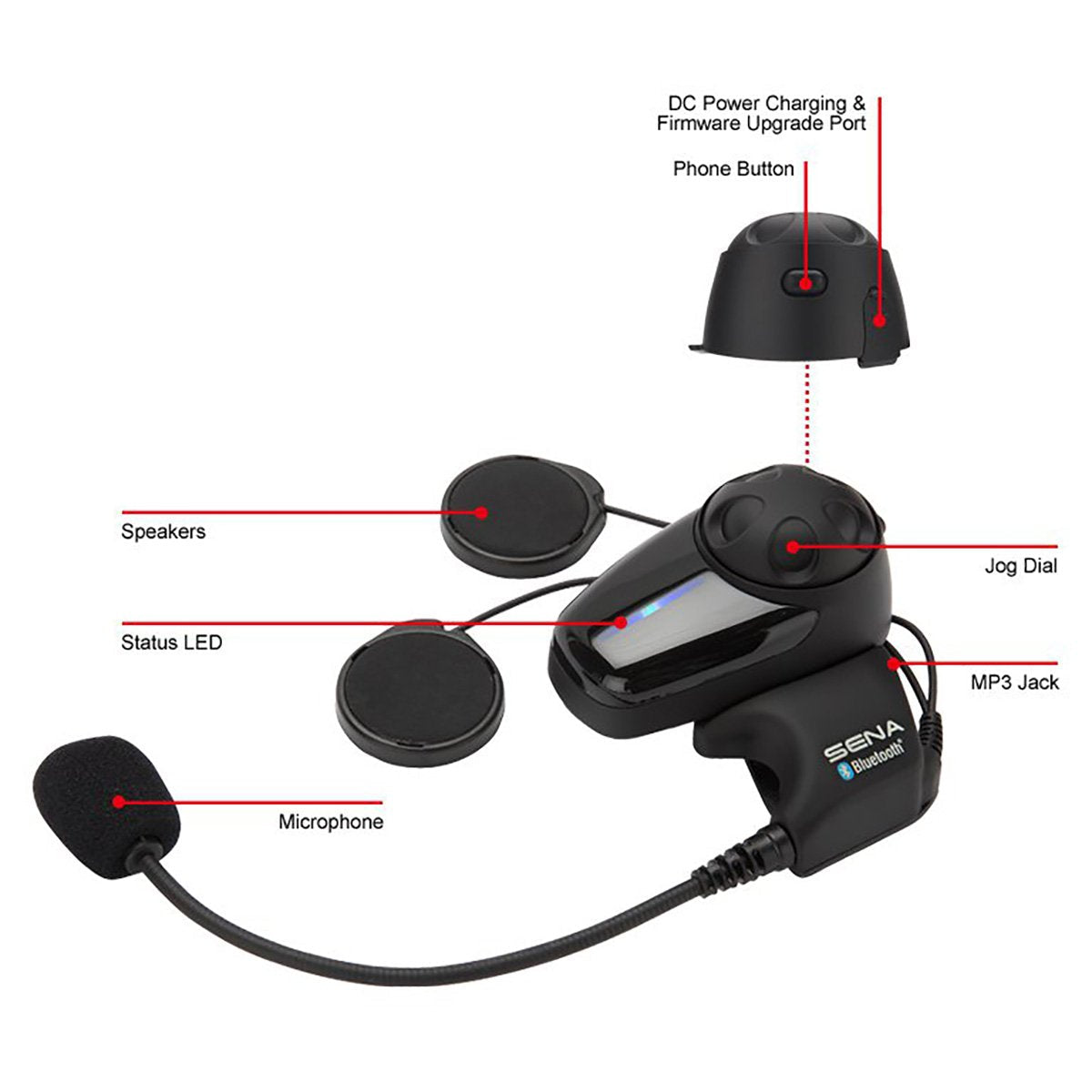 SMH10-10 Motorcycle Bluetooth Headset / Intercom (Single) , Black