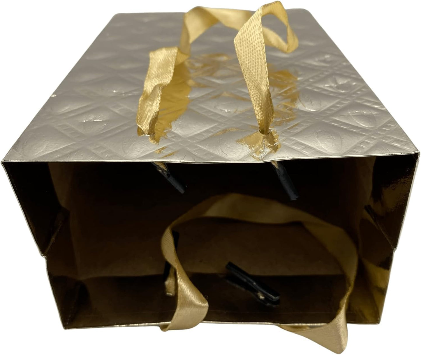 MODAIO-Gift Bags Small Size – Reusable Gift Bags With Handles From Three Different Stunning Colors - Perfect As Goodie Bags, Birthday Gift Bags, Party Favor Bags– 4"W x 3"D x 6"H Size-1/count (Gold)
