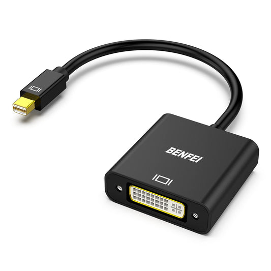 Mini DisplayPort to DVI, Gold-Plated Mini DP to DVI (Thunderbolt Compatible) Male to Female Adapter Compatible with MacBook Air/Pro, Microsoft Surface Pro/Dock, Monitor, Projector and More