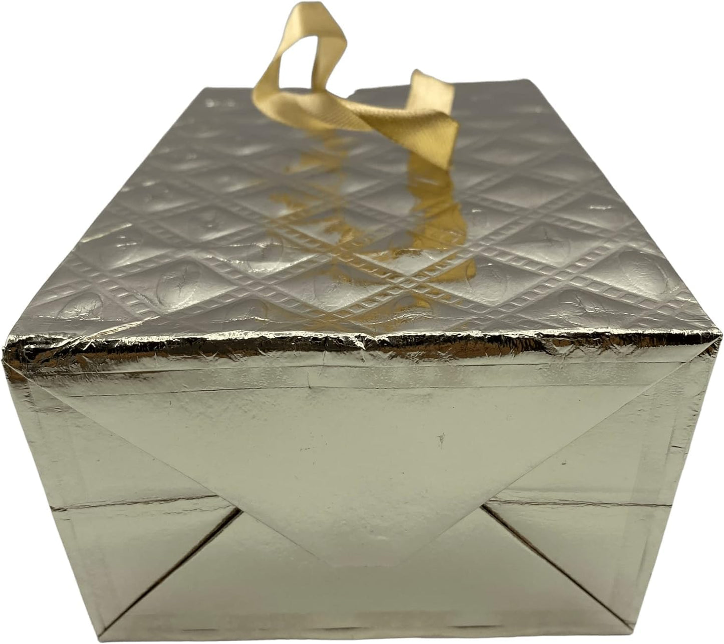 MODAIO-Gift Bags Small Size – Reusable Gift Bags With Handles From Three Different Stunning Colors - Perfect As Goodie Bags, Birthday Gift Bags, Party Favor Bags– 4"W x 3"D x 6"H Size-1/count (Gold)
