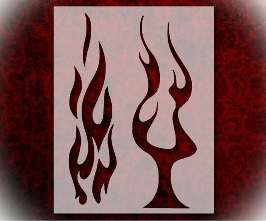 Custom Reusable Clear Plastic Biker Flames Art Stencil 8.5" x 11"