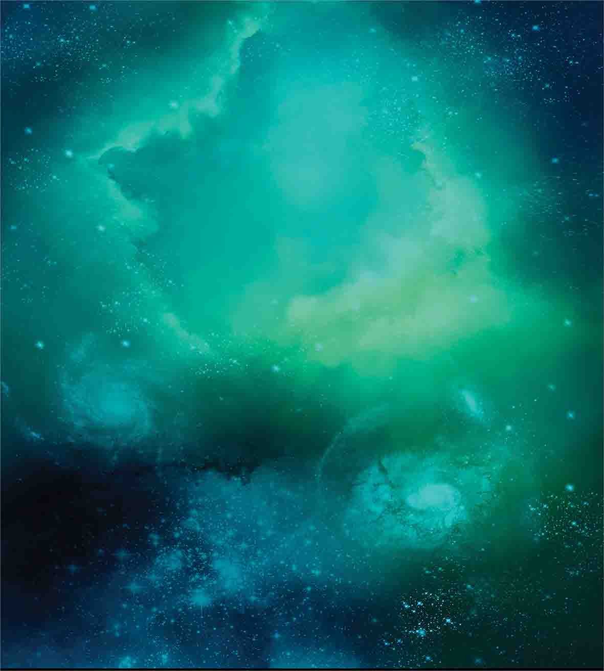 Outer Space Duvet Cover Set, Fog Space Starfield Nebula and Planet Universe Astral Zone Movements Celestial, Decorative 3 Piece Bedding Set with 2 Pillow Shams, Queen Size, Teal Navy