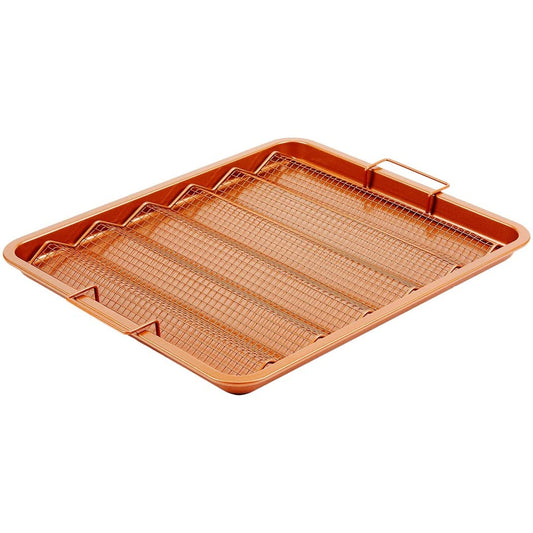 CopperChef Non-stick Baking Sheet/Air Frier/Toaster Oven Pan with Free Crisper/Bacon Crisper, Copper Finish