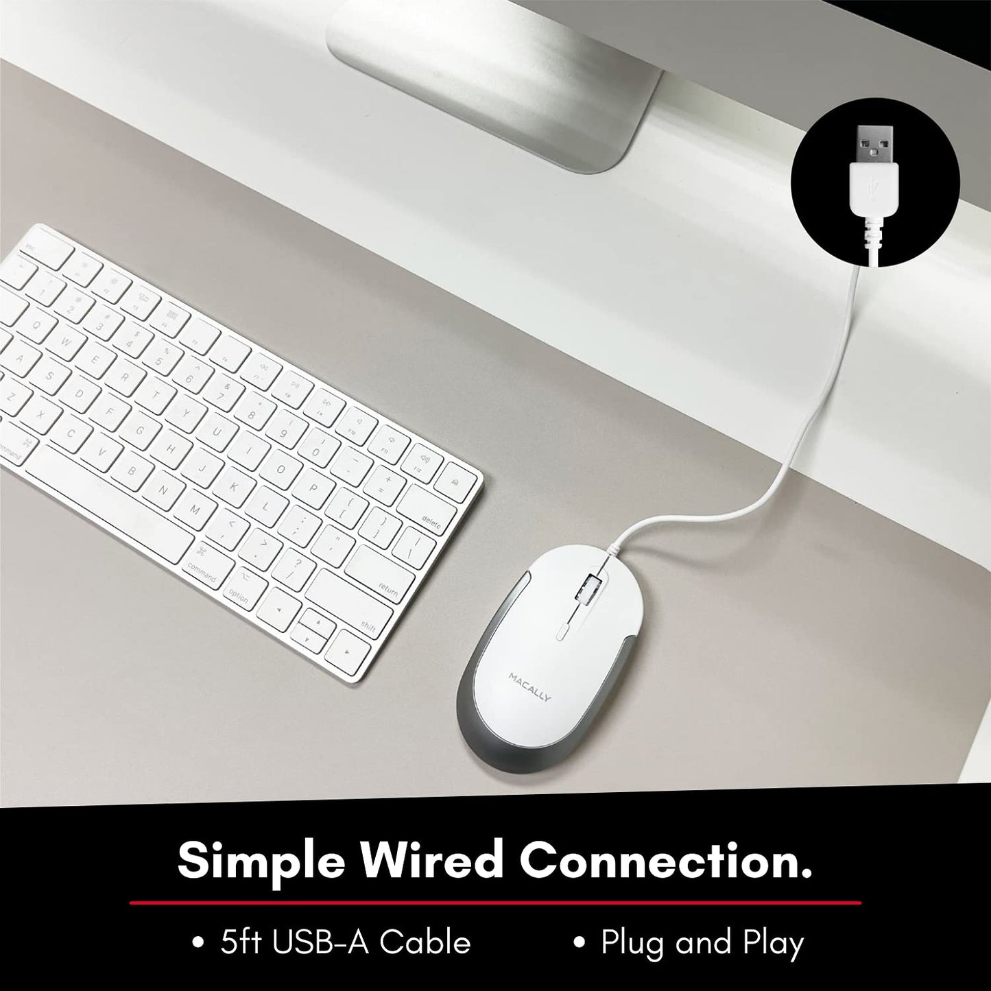 Silent Wired Mouse - Slim & Compact USB Mouse for Laptop/Desktop Windows PC or Apple Mac - Designed with Optical Sensor & DPI Switch - Simple & Comfortable Wired Computer Mouse (White)